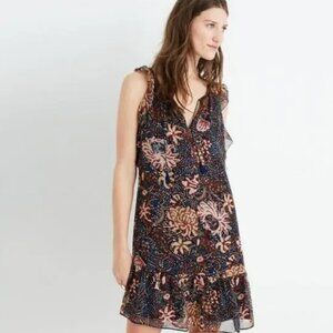 Madewell Lily Ruffle Dress in Sea Floral Print
